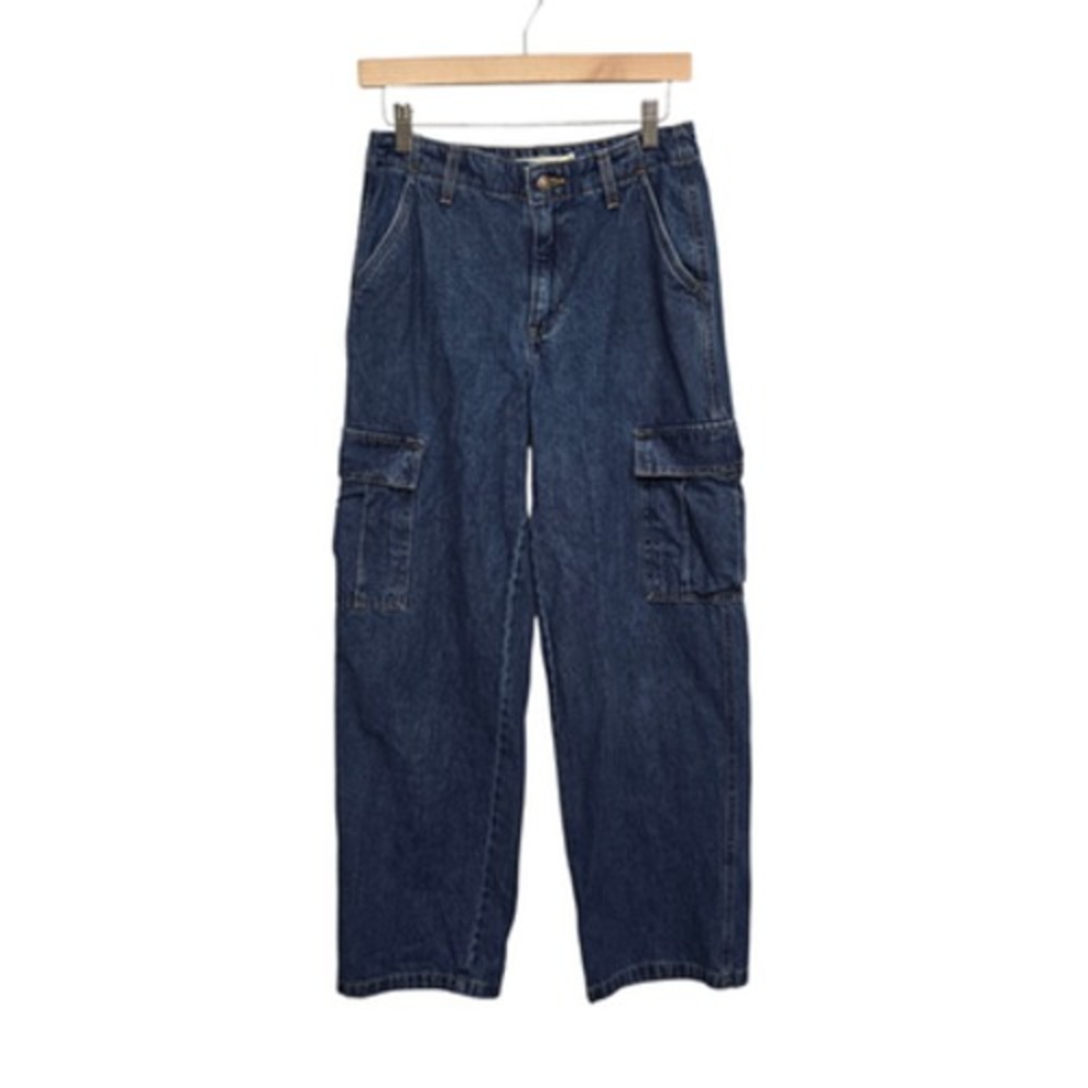 Levis 94 Baggy Cargo Jeans Dark Indigo High Rise Wide Leg Denim 26 29x30